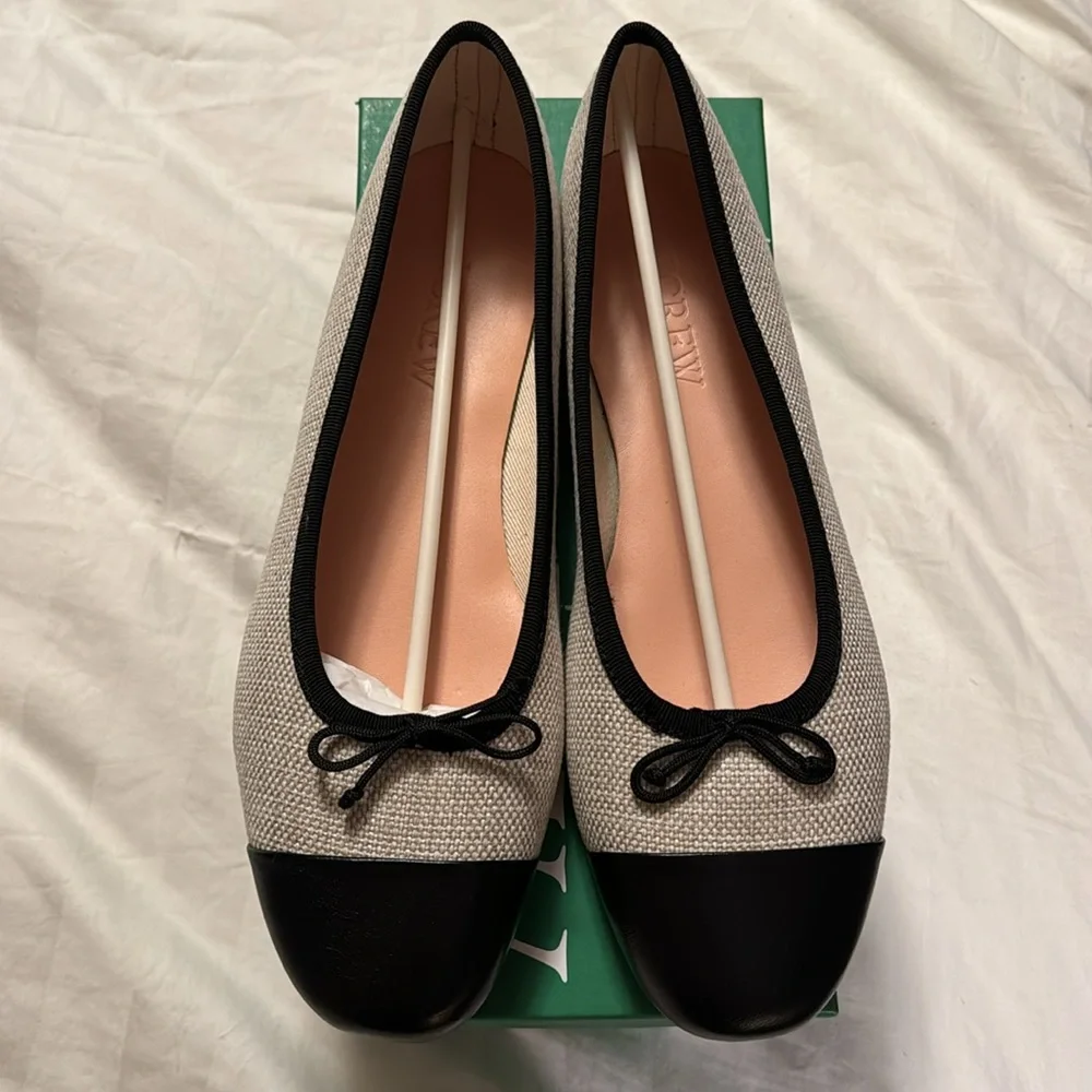 J.Crew Zoe cap toe ballet flats in Spanish canvas BX922